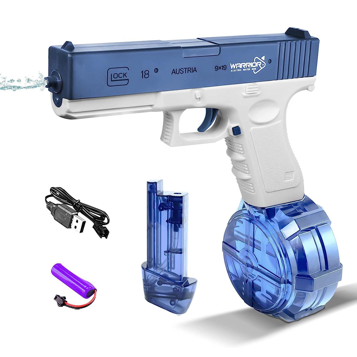 Водяной пистолет, электрический пистолет Glock, игрушка для стрельбы, полностью автоматический летний открытый пляжный бассейн, боевые игрушки для детей Blue CP0003 T
Водяной пистолет, электрический пистолет Glock, игрушка для стрельбы, полностью автоматический летний открытый пляжный бассейн, боевые игрушки для детей Blue CP0003 T