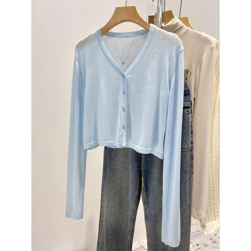 Thin ice silk cardigan knitted jacket women s summer new loose v-neck top short sunscreen clothing L baby голубой
Thin ice silk cardigan knitted jacket women s summer new loose v-neck top short sunscreen clothing L baby голубой