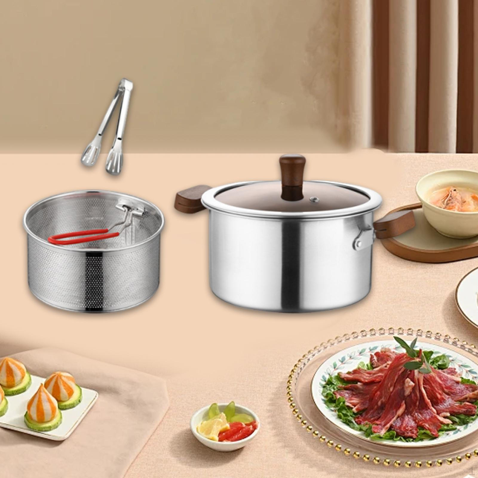 with Lid Deep Fryer Round Tongs Tempura Cooking Pot Strainer Basket for Kitchen no steamer layer
with Lid Deep Fryer Round Tongs Tempura Cooking Pot Strainer Basket for Kitchen no steamer layer