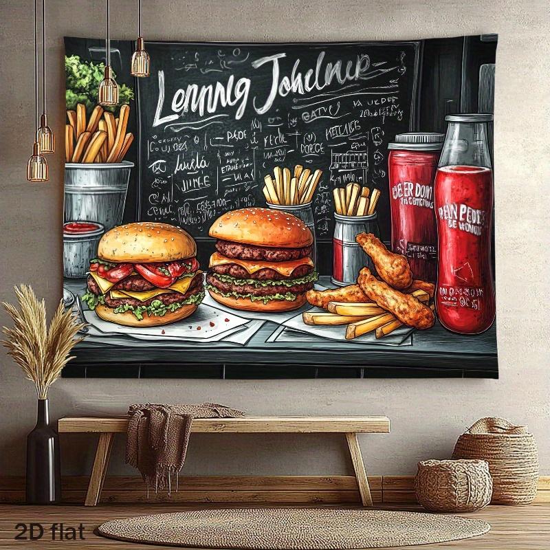 Burger and Fries Tapestry Fast Food Menu Chalkboard Style Grill Restaurant Cafe Kitchen Dining Room Wall Art Home Decor Backdrop 74x94cm(29x37in)
Burger and Fries Tapestry Fast Food Menu Chalkboard Style Grill Restaurant Cafe Kitchen Dining Room Wall Art Home Decor Backdrop 74x94cm(29x37in)