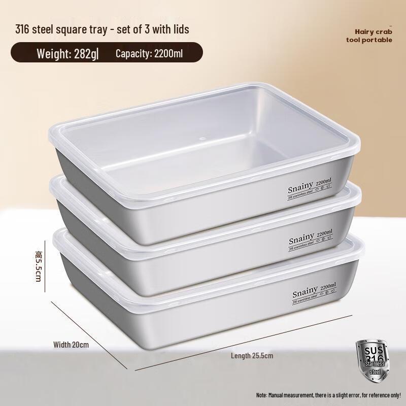 HANDUNYOU 3-Piece Stainless Steel Food Storage Set
HANDUNYOU 3-Piece Stainless Steel Food Storage Set