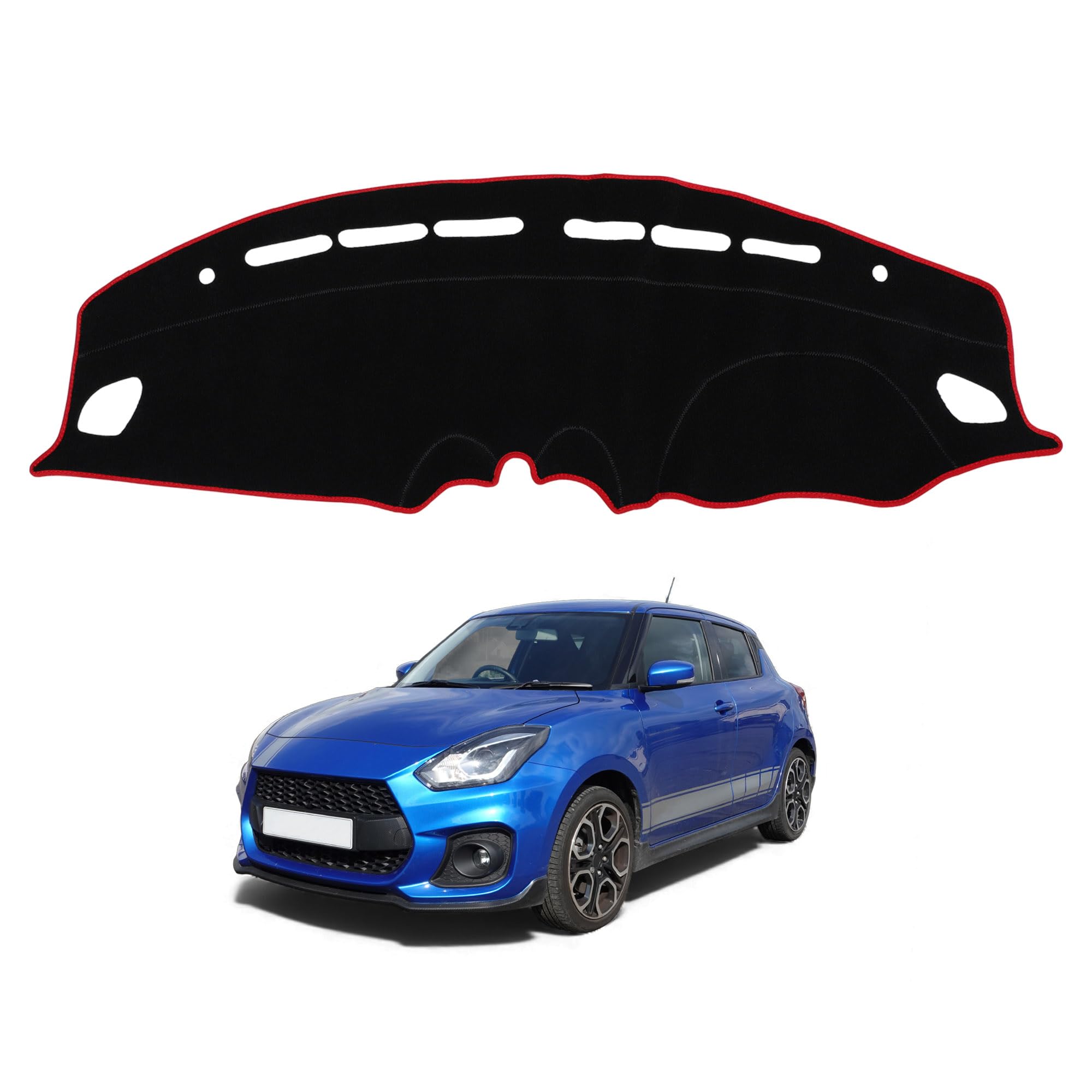 FUELHOOD Dashboard for Suzuki Swift Sport includes protective sun heat glare scratch and Made of polyester with a black and red Mat/Cover
FUELHOOD Dashboard for Suzuki Swift Sport includes protective sun heat glare scratch and Made of polyester with a black and red Mat/Cover