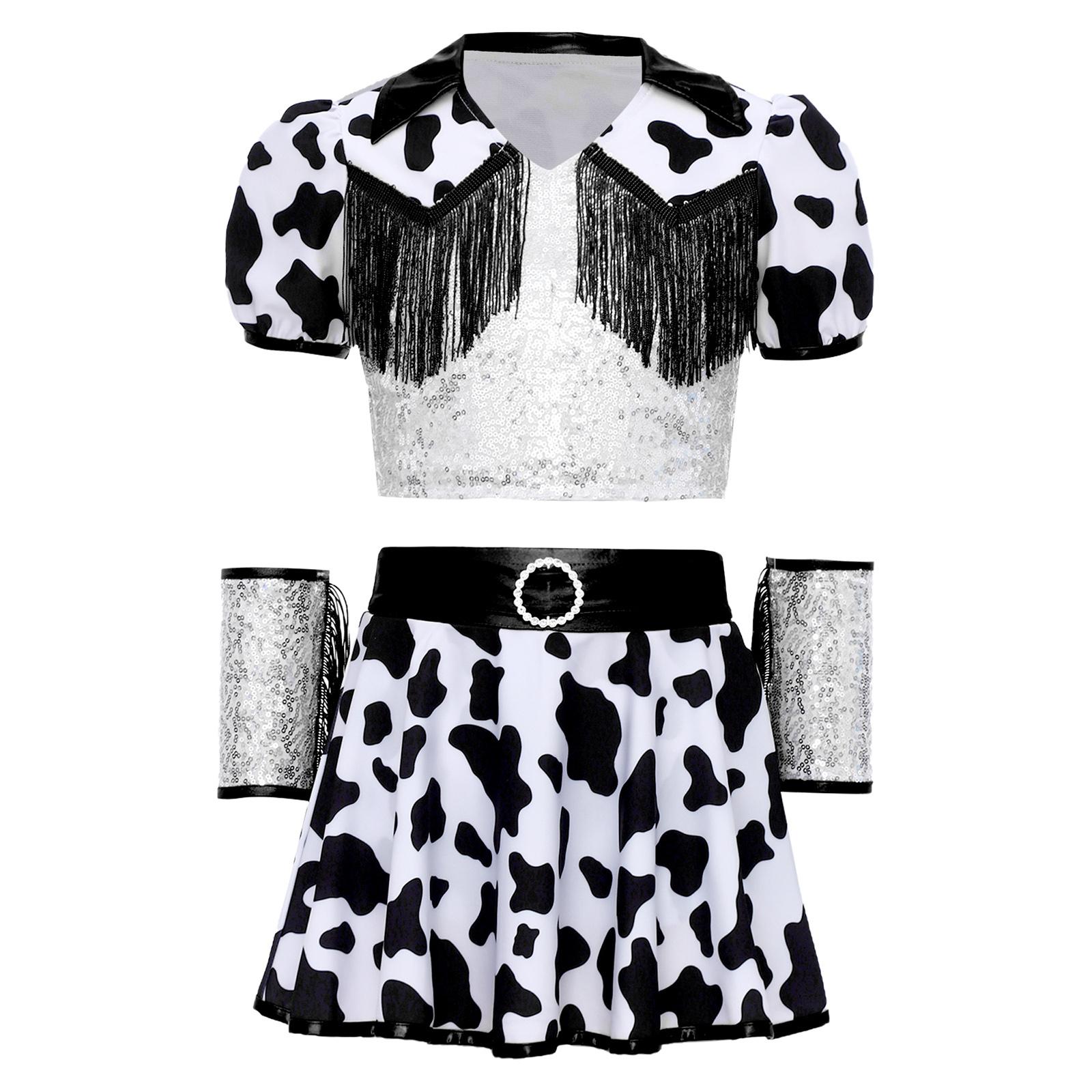 Girls Cowgirl Outfit Sequins Crop Top Fringed Shorts Skirt Rhinestone Ring Belt Tassel Wrist Cuffs Set 7-8 Years
Girls Cowgirl Outfit Sequins Crop Top Fringed Shorts Skirt Rhinestone Ring Belt Tassel Wrist Cuffs Set 7-8 Years