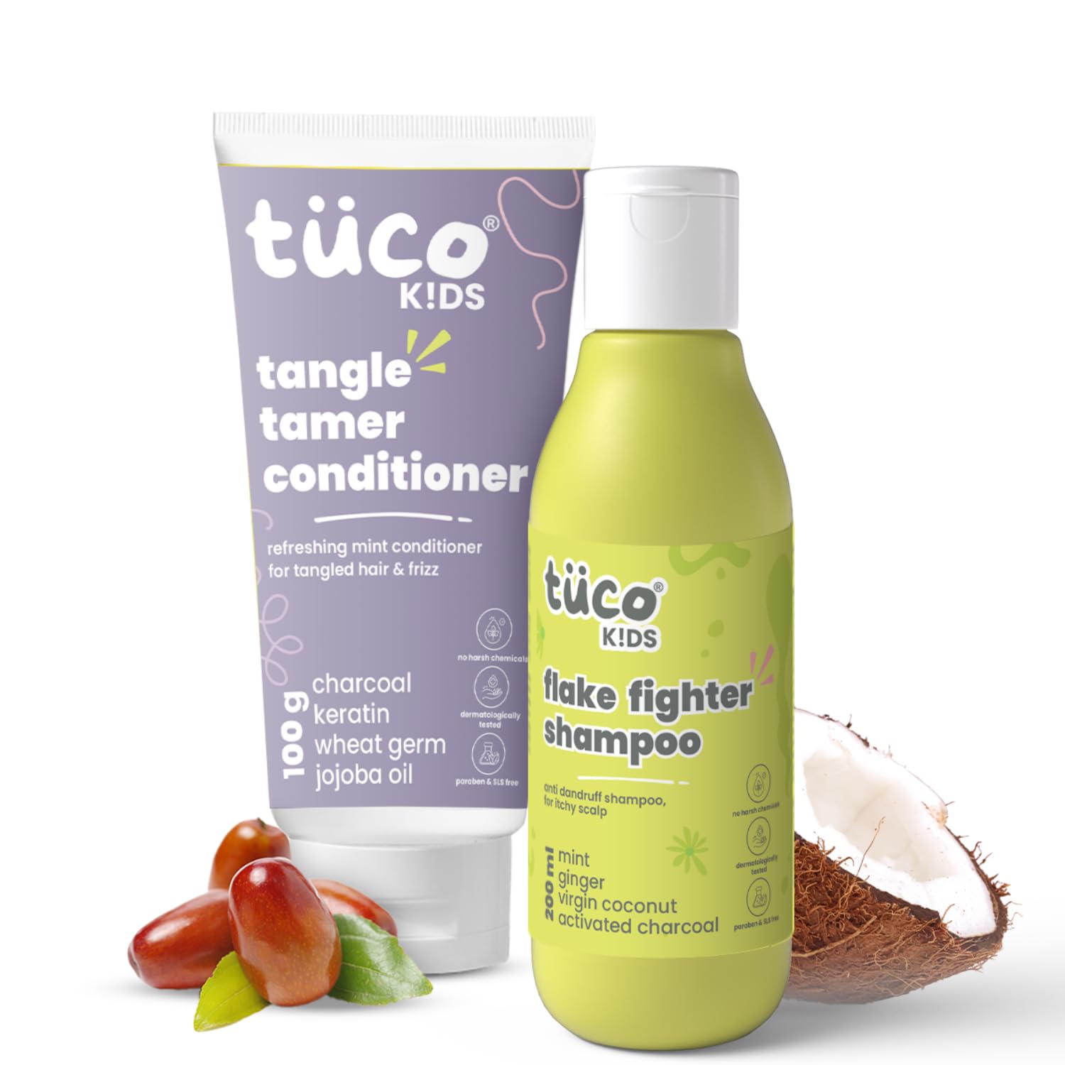 Tuco® Kids Anti-Dandruff Shampoo 200ml & Tangle Tamer Hair Conditioner 100ml, Paraben & Sulphate Free for Ages 3+ Kids - Combo Pack
Tuco® Kids Anti-Dandruff Shampoo 200ml & Tangle Tamer Hair Conditioner 100ml, Paraben & Sulphate Free for Ages 3+ Kids - Combo Pack