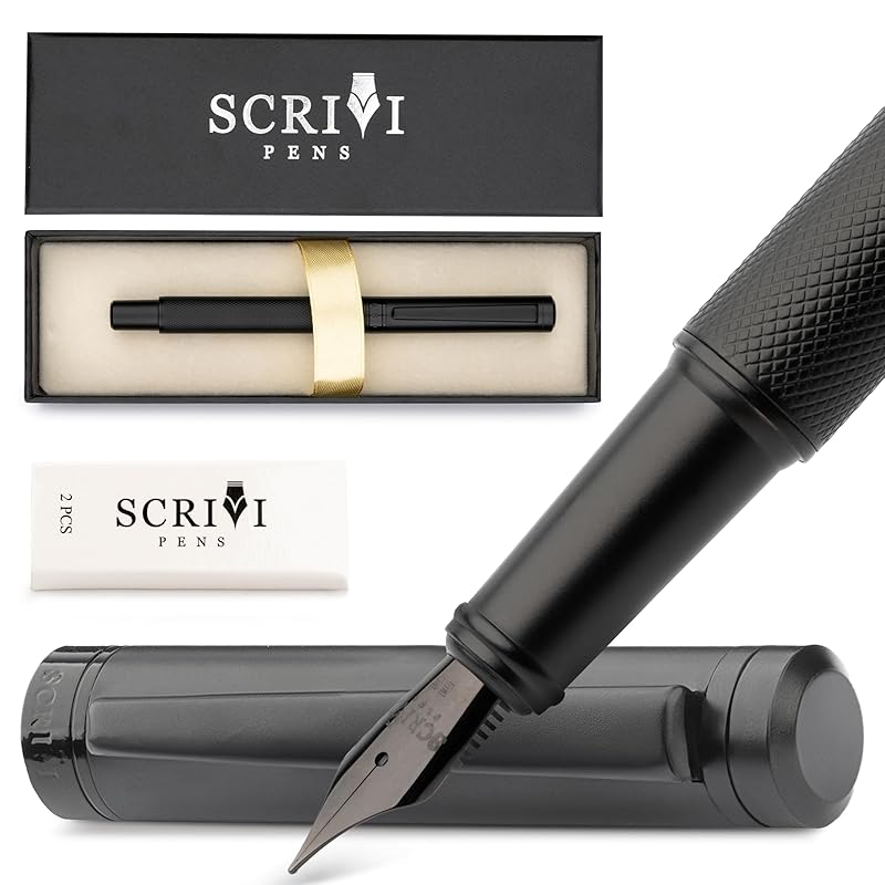 SCRIVI PENS - black fountain pen | extra fine nib fountain pen set Luxury refillable fountain pen with ink cartridge The perfect fountain pen for
SCRIVI PENS - black fountain pen | extra fine nib fountain pen set Luxury refillable fountain pen with ink cartridge The perfect fountain pen for