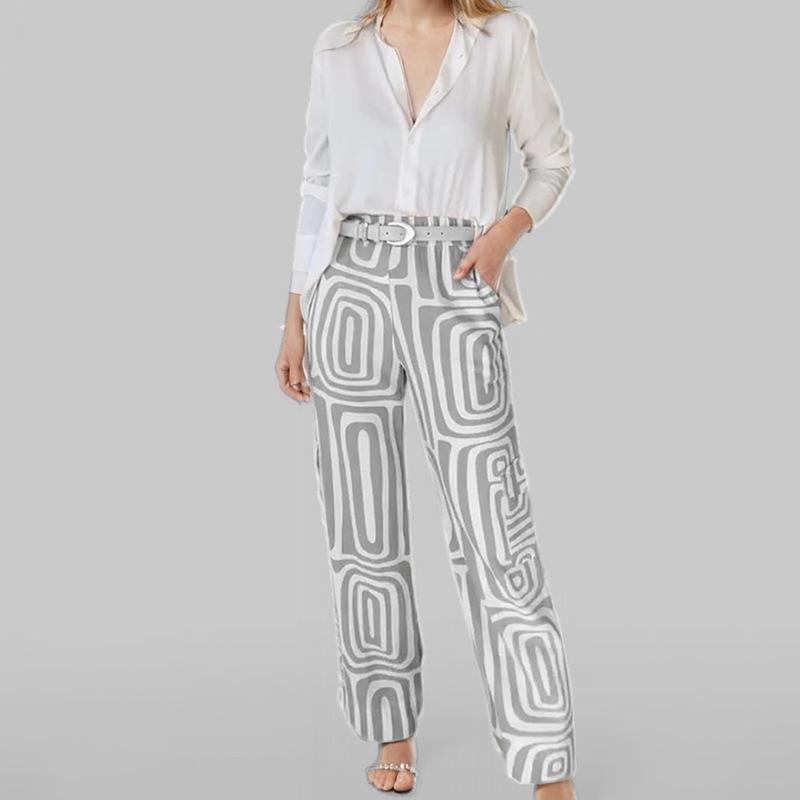 2025 spring new women s clothing temperament simple V-neck printed trousers set S серый
2025 spring new women s clothing temperament simple V-neck printed trousers set S серый