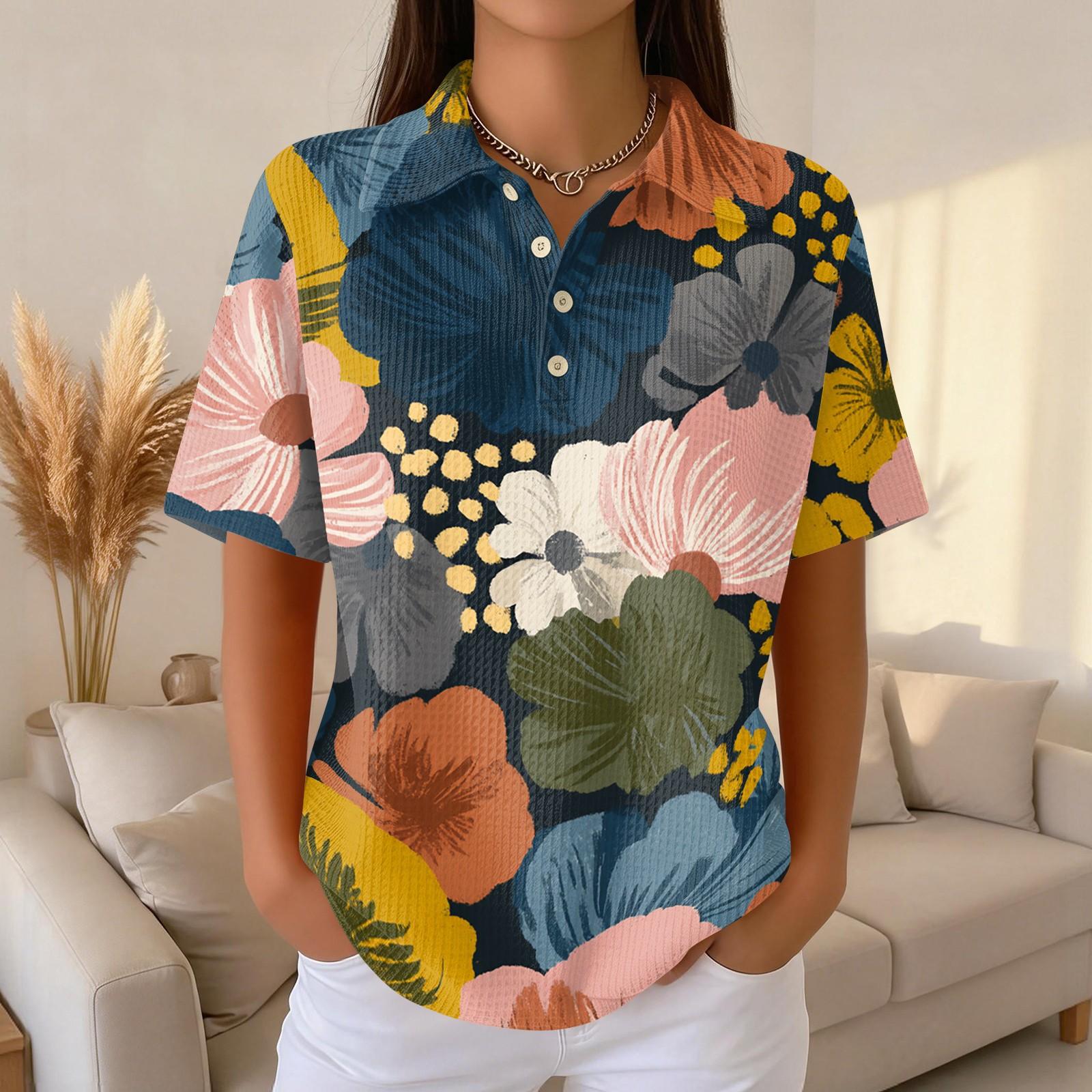 Women s Casual Short Sleeve Retro Floral Print Waffle Knit Polo Shirt Button Down Top with Classic Collar for Everyday Wear XXXL
Women s Casual Short Sleeve Retro Floral Print Waffle Knit Polo Shirt Button Down Top with Classic Collar for Everyday Wear XXXL