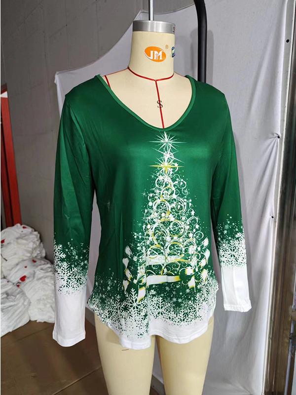 2026 Women s Christmas Print V-neck Loose Long-sleeved T-shirt Top XXXL зелений
2026 Women s Christmas Print V-neck Loose Long-sleeved T-shirt Top XXXL зелений