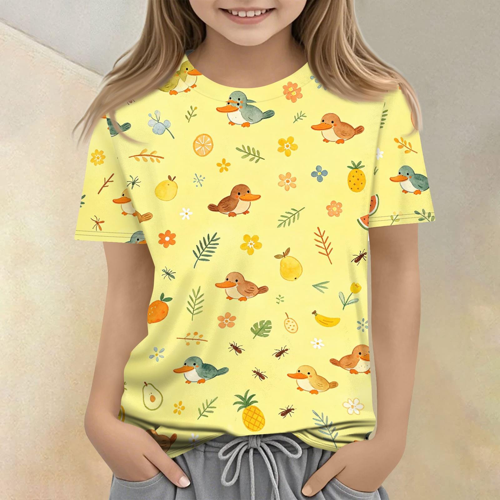 Kids Animal Print Crew Neck Short Sleeve Casual Loose Fit T Shirt Soft Comfortable Fabric Suitable for Everyday Wear 160 жовтий
Kids Animal Print Crew Neck Short Sleeve Casual Loose Fit T Shirt Soft Comfortable Fabric Suitable for Everyday Wear 160 жовтий