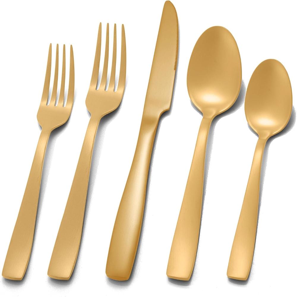 Gold Silverware , 20-piece Stainless Steel Flatware Set For 4, Cutlery Set With And Full Square Handle, Include Fork Spoon,
Gold Silverware , 20-piece Stainless Steel Flatware Set For 4, Cutlery Set With And Full Square Handle, Include Fork Spoon,