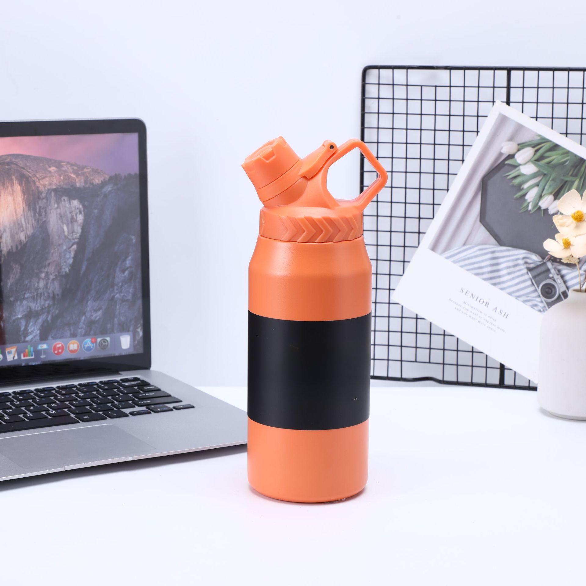 Нержавеющая сталь 304, термос большой емкости, уличный космический горшок, портативная мужская ручка, спортивная бутылка для воды для альпинизма 750ml оранжевый