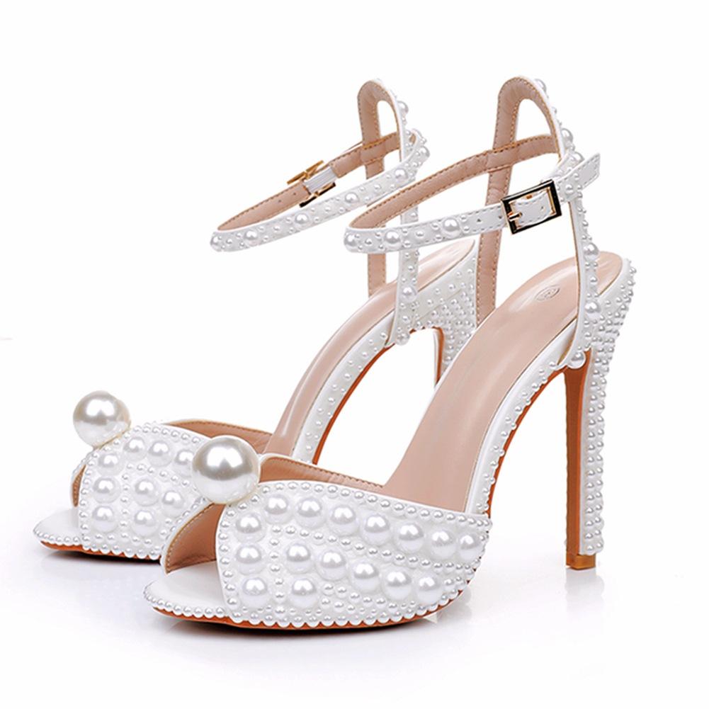 11 Cm Ultra-slim High Heel Fish Mouth Sandals Hollow Shallow Mouth Buckle Large Size Round Toe High Heels Pearl Bridal Wedding Shoes 35
11 Cm Ultra-slim High Heel Fish Mouth Sandals Hollow Shallow Mouth Buckle Large Size Round Toe High Heels Pearl Bridal Wedding Shoes 35