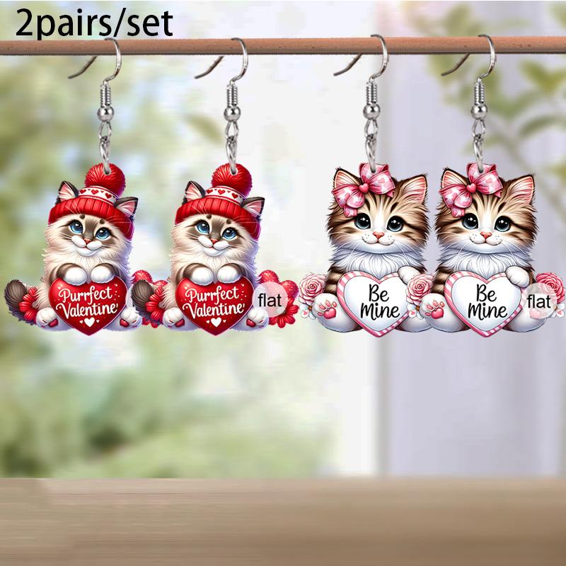 Valentine s Day Earrings For Women Fashionable Acrylic Red/Pink Flower Cat Earrings Sweet Cute Earrings Wedding Party Earrings Holiday Gifts
Valentine s Day Earrings For Women Fashionable Acrylic Red/Pink Flower Cat Earrings Sweet Cute Earrings Wedding Party Earrings Holiday Gifts