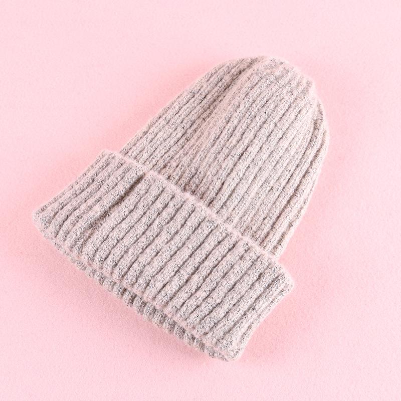 Шапки для мужчин и женщин Осень и Зима Новая Мохеровая Универсальная Шерстяная Шапка Корейский Стиль Студенческая Пара Вязаная Теплая Шапка-Пуловер Тренд M(56-58cm)