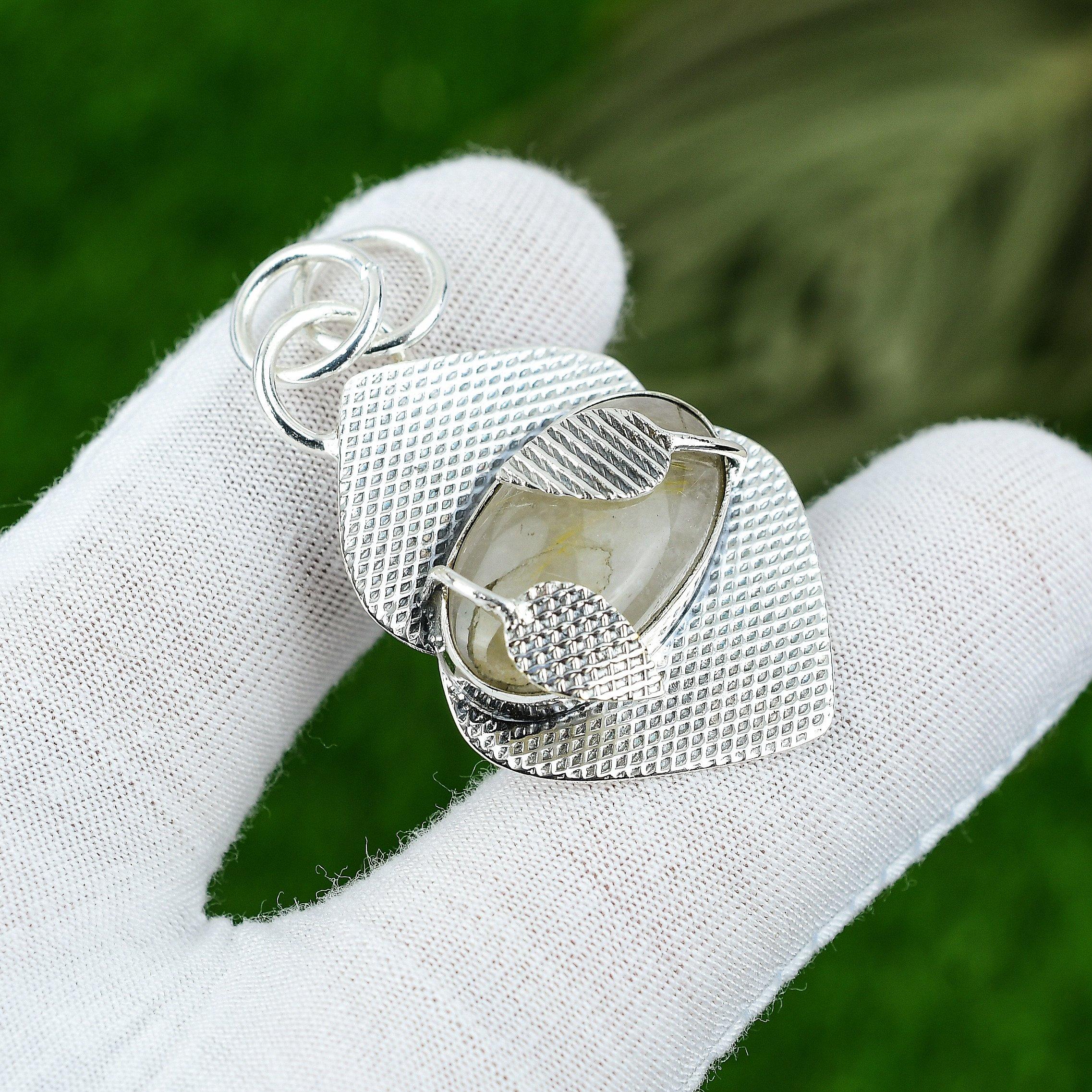 Gift For Her 925 Sterling Silver Natural Golden Rutile Gemstone Jewelry Pendant
Gift For Her 925 Sterling Silver Natural Golden Rutile Gemstone Jewelry Pendant