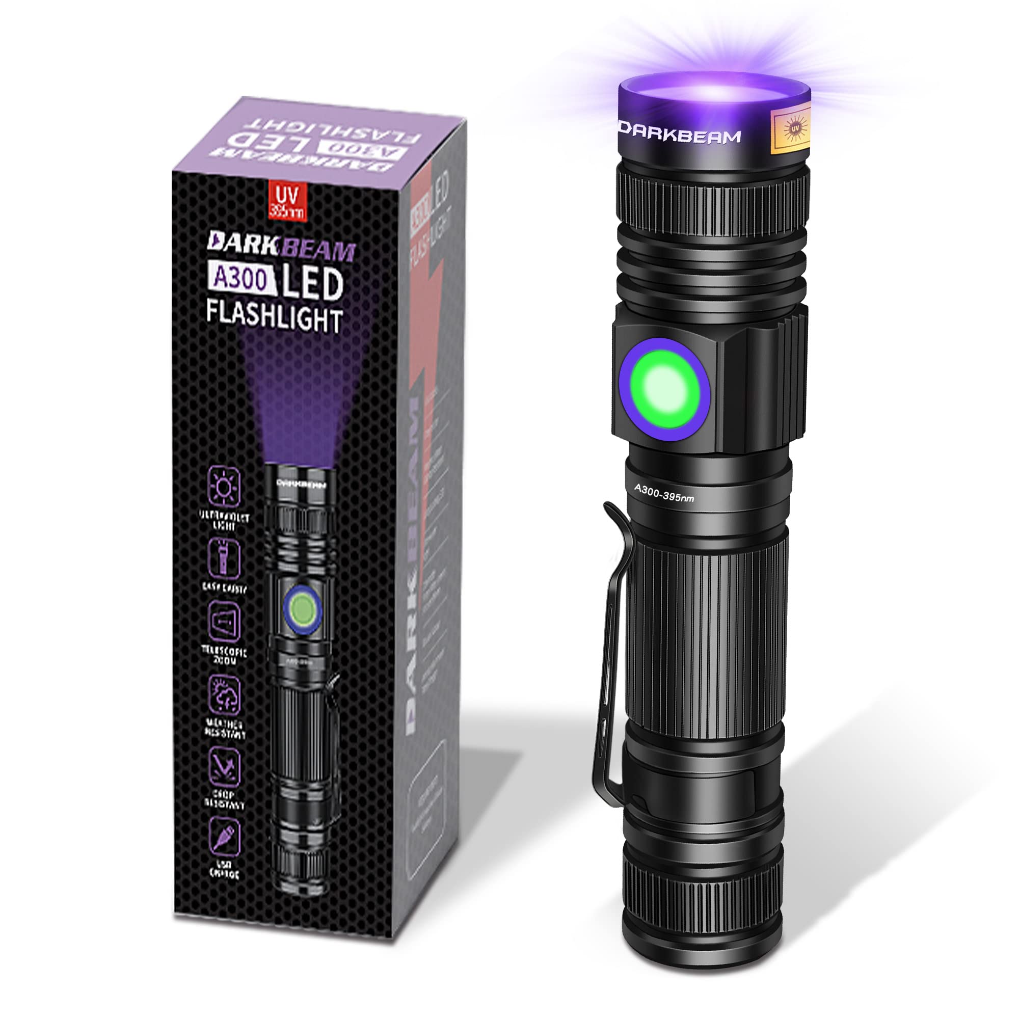 DARKBEAM UV 395nm Фонарик USB-лампа Черный Ручной Ультрафиолетовый Светодиод Портативный с флуоресцентной смолой Детектор мочи собак Перезаряжаемый, Wood s
DARKBEAM UV 395nm Фонарик USB-лампа Черный Ручной Ультрафиолетовый Светодиод Портативный с флуоресцентной смолой Детектор мочи собак Перезаряжаемый, Wood s