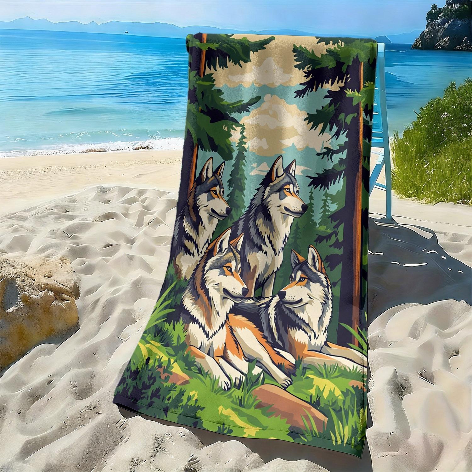 Cartoon forest wolf pack pattern polyester microfiber beach towel is highly absorbent, suitable for swimming and beach outings W30*H60(CM)
Cartoon forest wolf pack pattern polyester microfiber beach towel is highly absorbent, suitable for swimming and beach outings W30*H60(CM)