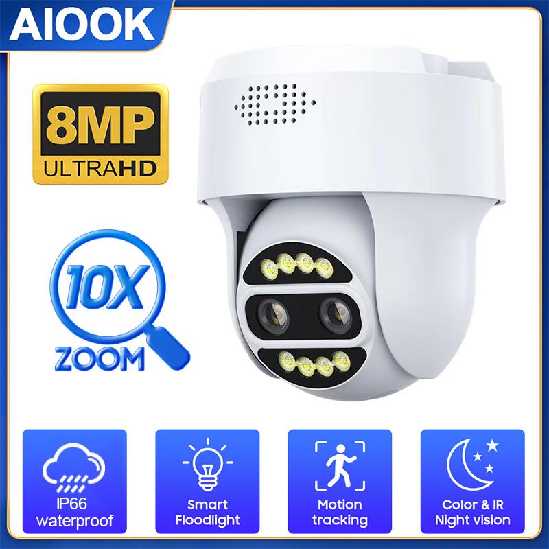 AIOOK Outdoor HD 8MP Dual Lens 10X Optical Zoom Security Camera PTZ Full Color Night Vision IP66 Waterproof IP CCTV WIFI Camera Remote View Intercom
AIOOK Outdoor HD 8MP Dual Lens 10X Optical Zoom Security Camera PTZ Full Color Night Vision IP66 Waterproof IP CCTV WIFI Camera Remote View Intercom