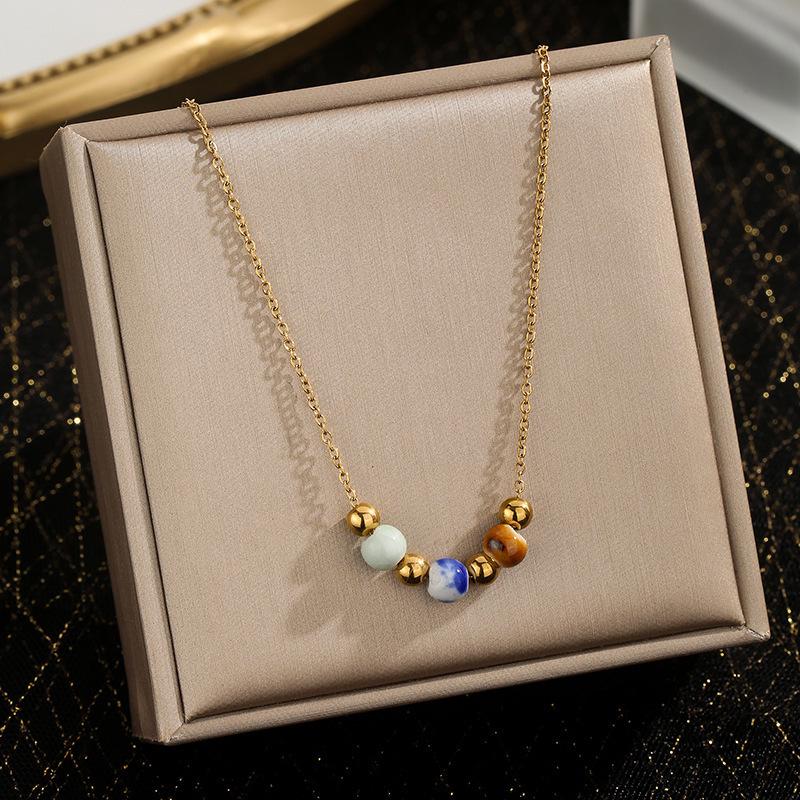 Модное ожерелье из керамических бусин и титановой стали - Женская не выцветающая цепочка для ключицы
Модное ожерелье из керамических бусин и титановой стали - Женская не выцветающая цепочка для ключицы