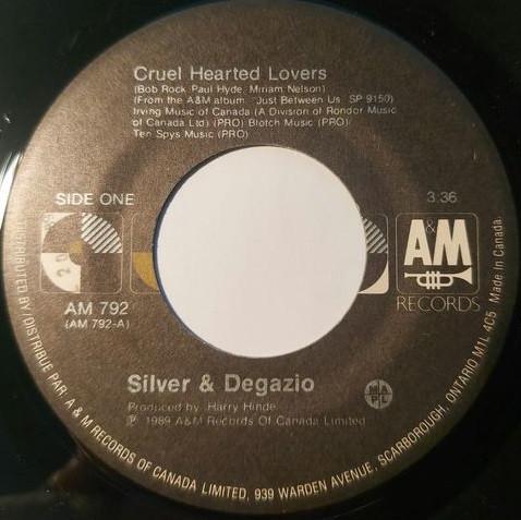 7inch Record SILVER DEGAZIO Cruel Hearted Lovers AM792 AM Records 1989 Canada Rock Used
7inch Record SILVER DEGAZIO Cruel Hearted Lovers AM792 AM Records 1989 Canada Rock Used