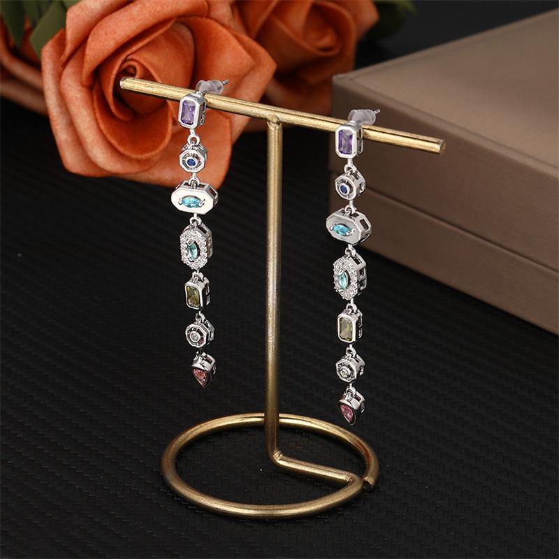 Stainless Steel Colorful Rhinestone Long Tassel Earrings For Women Crystal Zircon Geometric Drop Earrings Party Wedding Jewelry
Stainless Steel Colorful Rhinestone Long Tassel Earrings For Women Crystal Zircon Geometric Drop Earrings Party Wedding Jewelry