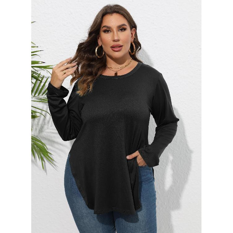 Women s Tops Autumn and Winter Long Sleeve plus Size Women s Solid Color Casual Irregular T-shirt Bottoming Shirt 1XL чорний
Women s Tops Autumn and Winter Long Sleeve plus Size Women s Solid Color Casual Irregular T-shirt Bottoming Shirt 1XL чорний