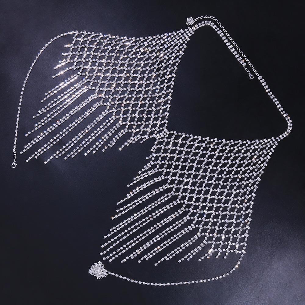 Cheap Mesh Rhinestone Tassel Bra Chain Bikini Body Accessories Festival