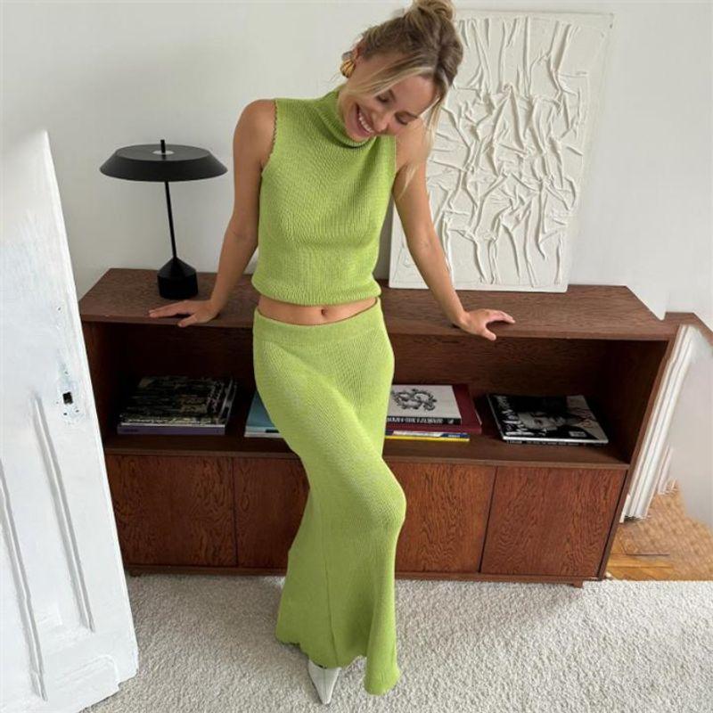 Fashionable Knitted Vest + Long Skirt Skirt Suit Skirt Women Knit Tank Top Skirt Suit Set Green L
Fashionable Knitted Vest + Long Skirt Skirt Suit Skirt Women Knit Tank Top Skirt Suit Set Green L
