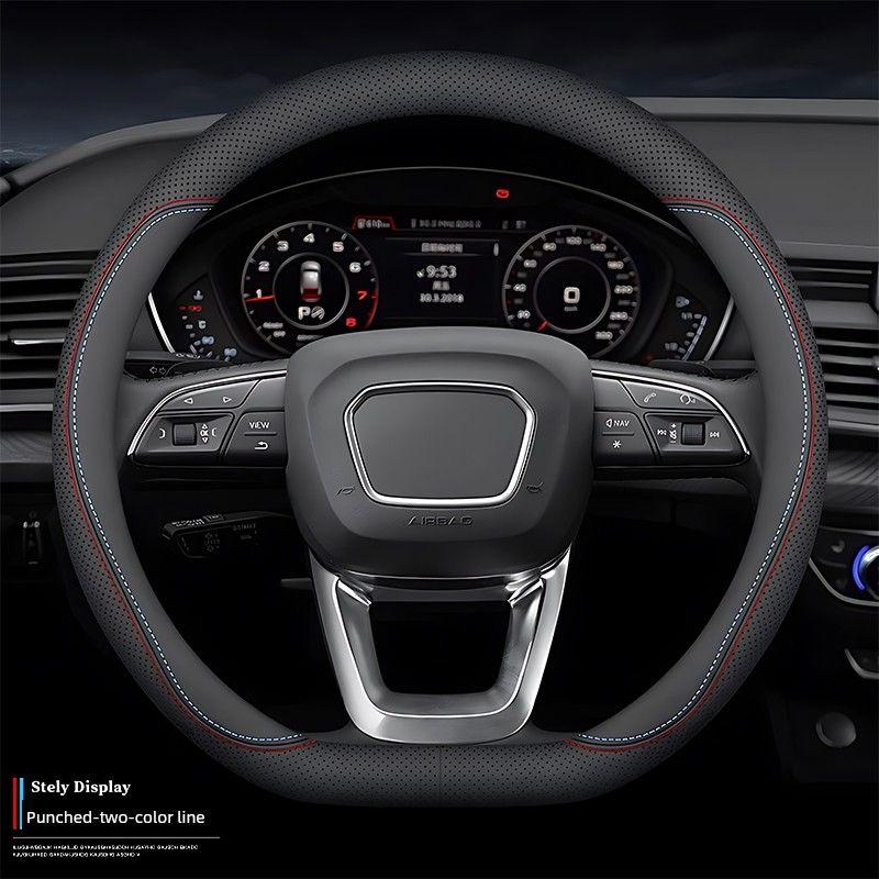 Wheel Cover, Non-Slip, Sweat-Absorbent, Ultra-Thin, D-Shaped Handle Cover, Breathable, Suitable for All Seasons, Genuine Leather, for Men and Women (Punched Model)-D Shape-Two-Color Thread
Wheel Cover, Non-Slip, Sweat-Absorbent, Ultra-Thin, D-Shaped Handle Cover, Breathable, Suitable for All Seasons, Genuine Leather, for Men and Women (Punched Model)-D Shape-Two-Color Thread