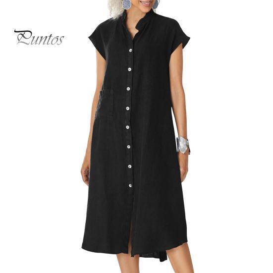 Летнее платье миди с воротником-стойкой, застежкой на пуговицы, коротким рукавом, свободным платьем длиной до икры, однотонное повседневное платье с карманом M
Летнее платье миди с воротником-стойкой, застежкой на пуговицы, коротким рукавом, свободным платьем длиной до икры, однотонное повседневное платье с карманом M