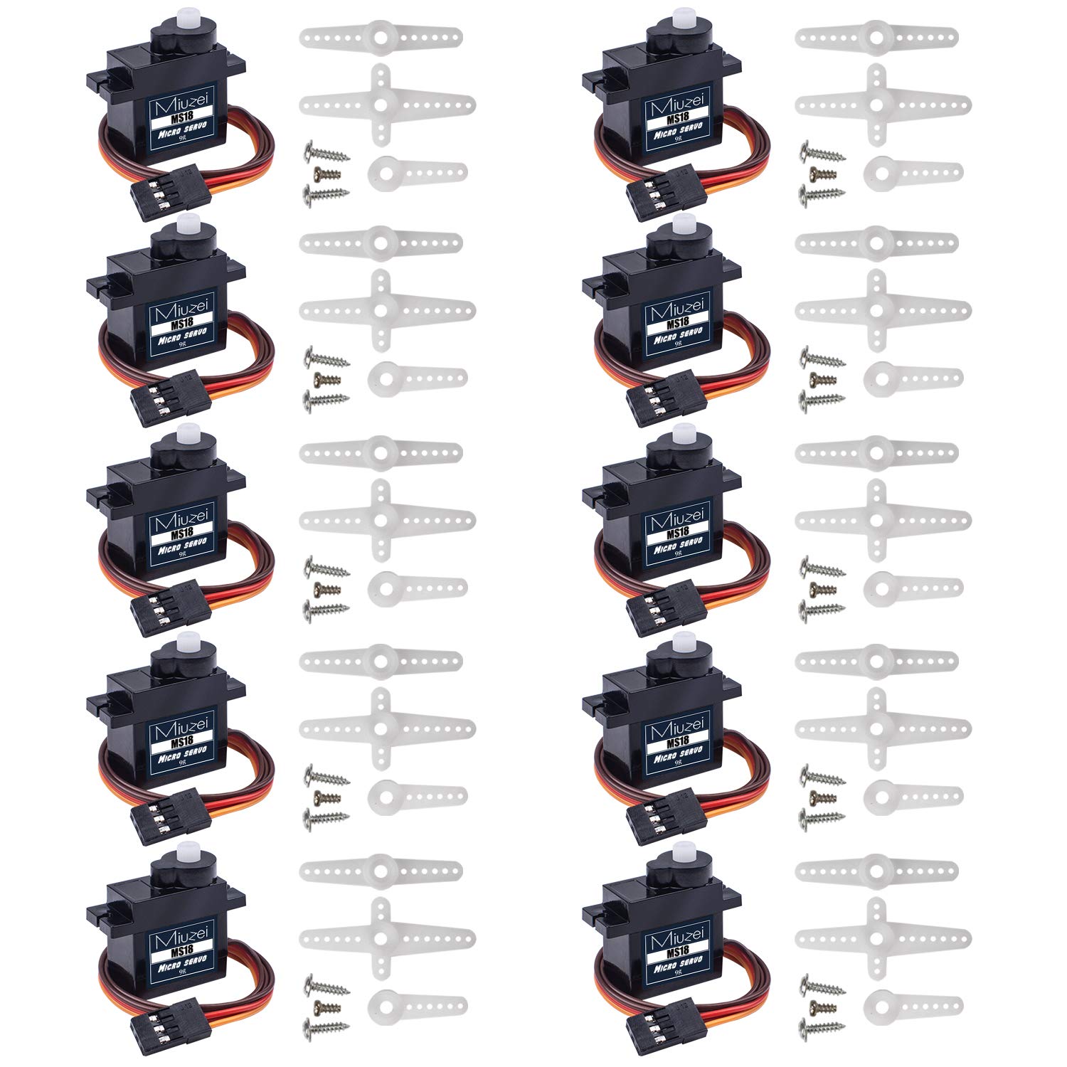 Miuzei Servo Motor Micro Servo 9g 10 Pieces Metal Gear High Torque Підходить для RC 180° Гелікоптер/Літак/Човен/Робот/Arduino
Miuzei Servo Motor Micro Servo 9g 10 Pieces Metal Gear High Torque Підходить для RC 180° Гелікоптер/Літак/Човен/Робот/Arduino