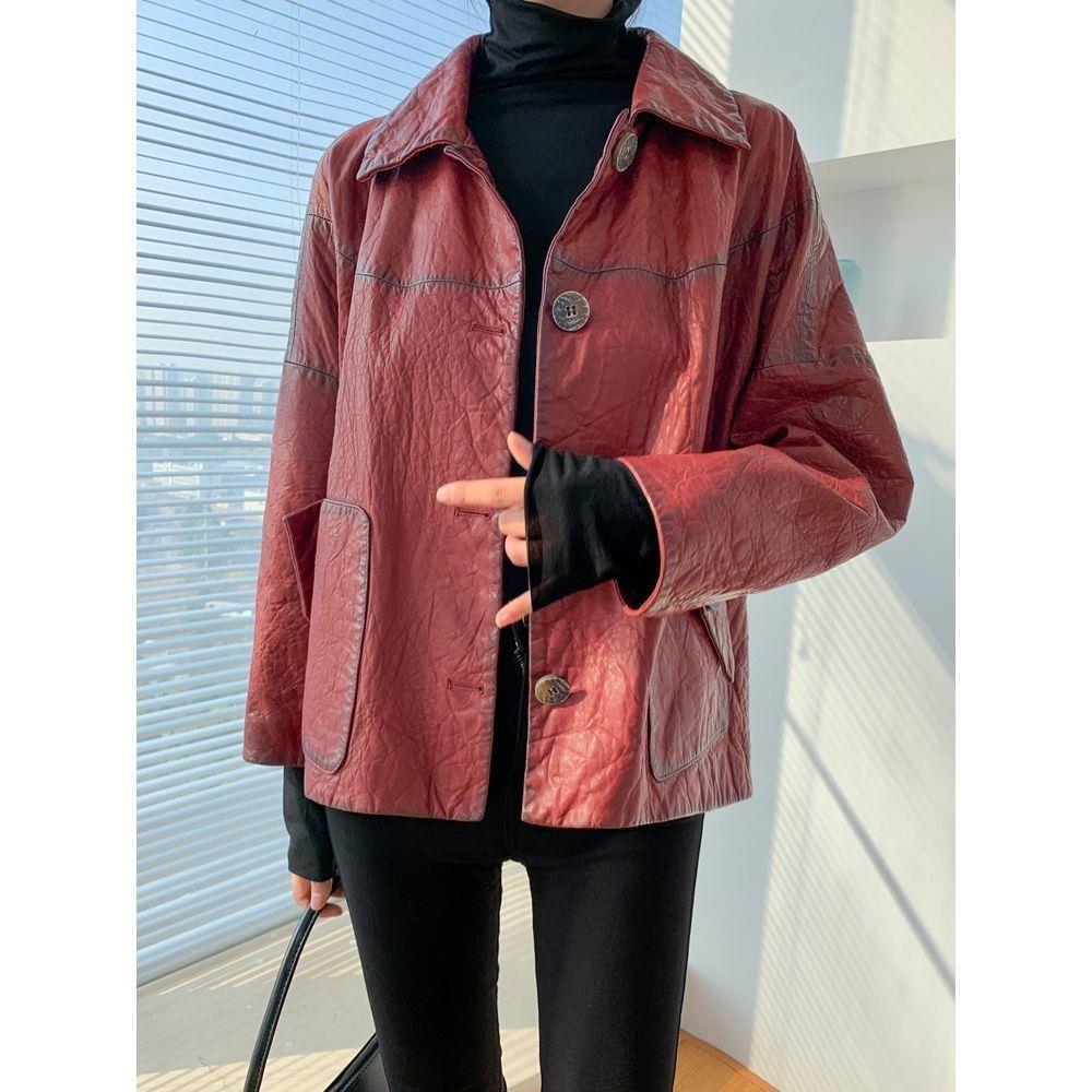 Весна и осень Новая женская куртка из натуральной кожи, овчинная куртка с коротким воротником-стойкой в китайском классическом стиле XL
Весна и осень Новая женская куртка из натуральной кожи, овчинная куртка с коротким воротником-стойкой в китайском классическом стиле XL