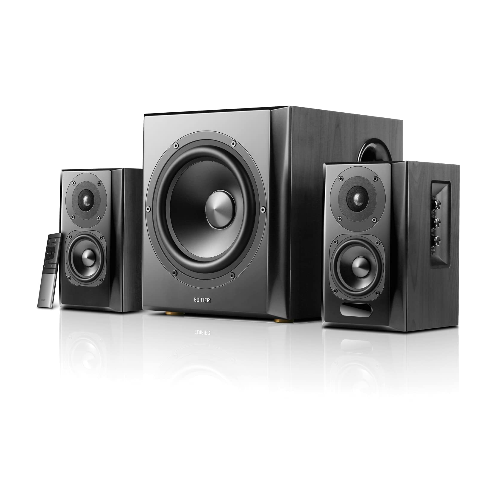 Edifier S351DB 2.1ch 150W Wooden Bookshelf Speaker, Bluetooth Qualcomm aptX Compatible, Optical DigitalCoaxial CableRCA Input Compatible Surround
Edifier S351DB 2.1ch 150W Wooden Bookshelf Speaker, Bluetooth Qualcomm aptX Compatible, Optical DigitalCoaxial CableRCA Input Compatible Surround