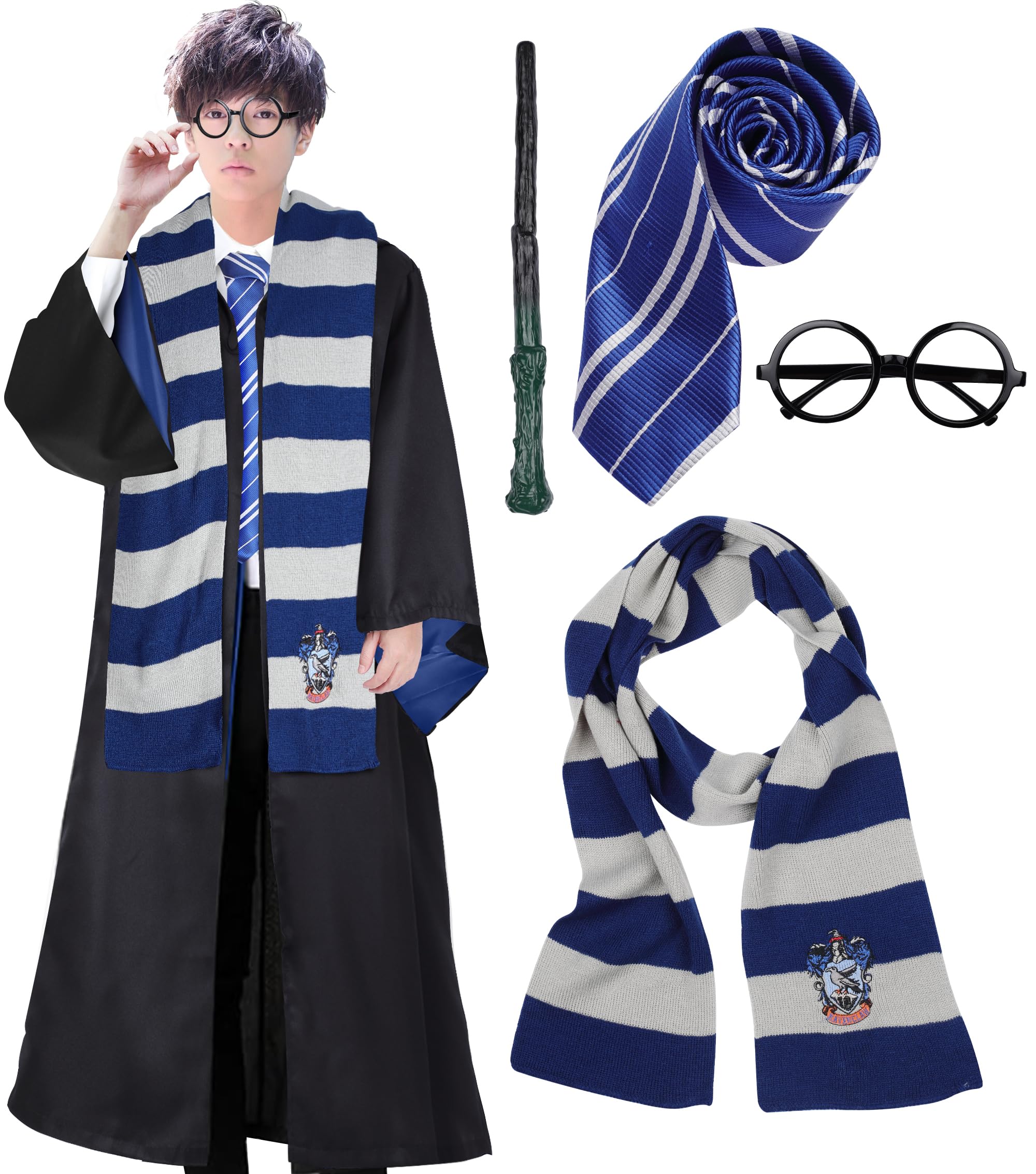 Harry Potter Cosplay Ravenclaw Dorm Uniform Halloween Costume Robe Glasses Necktie Scarf Magic Wand 5 Piece Costume Set for Adults Costume Party синій
Harry Potter Cosplay Ravenclaw Dorm Uniform Halloween Costume Robe Glasses Necktie Scarf Magic Wand 5 Piece Costume Set for Adults Costume Party синій