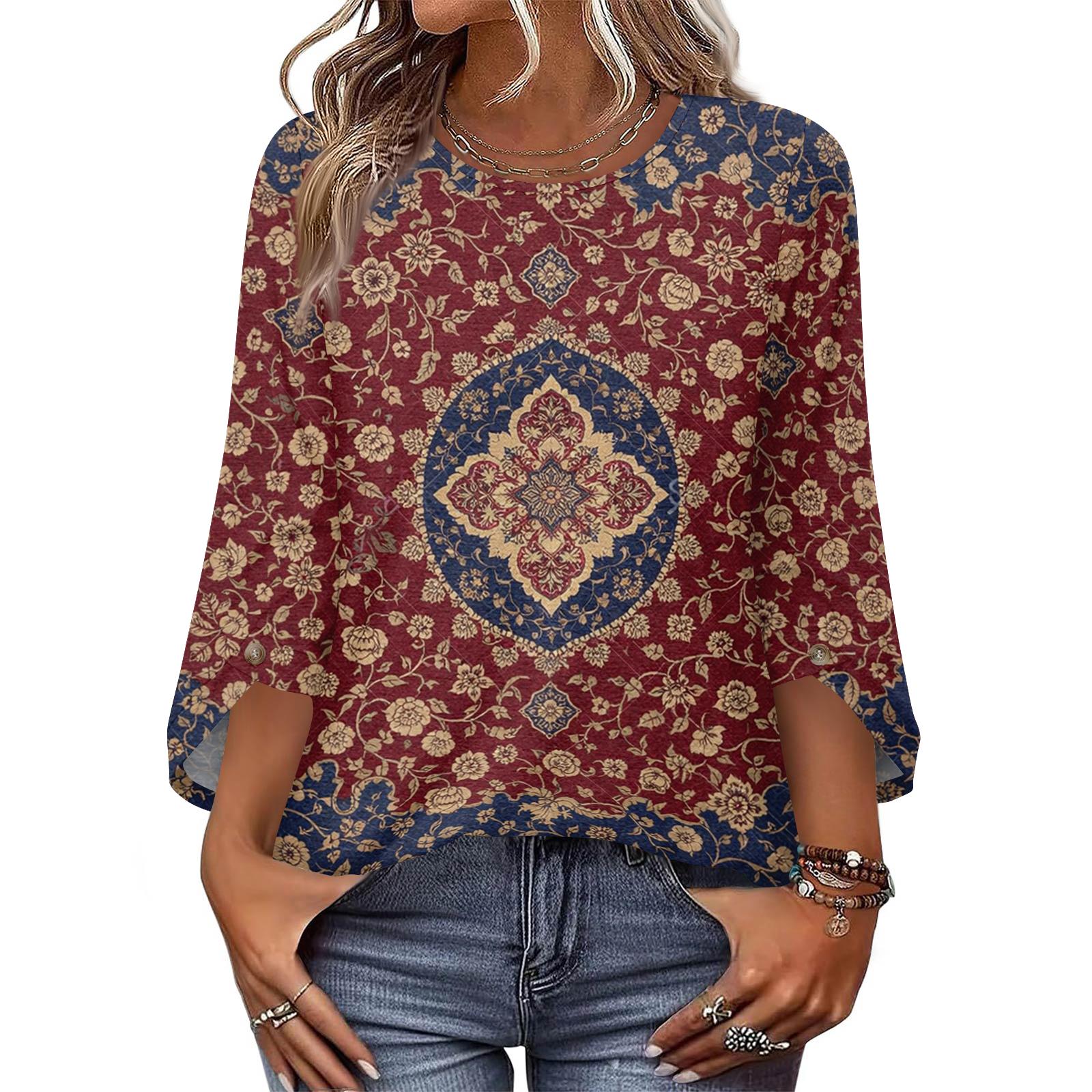 Womens Tops 3/4 Length Sleeve Dressy Casual Blouses For Women Trendy Round Neck T Shirts XL винний
Womens Tops 3/4 Length Sleeve Dressy Casual Blouses For Women Trendy Round Neck T Shirts XL винний
