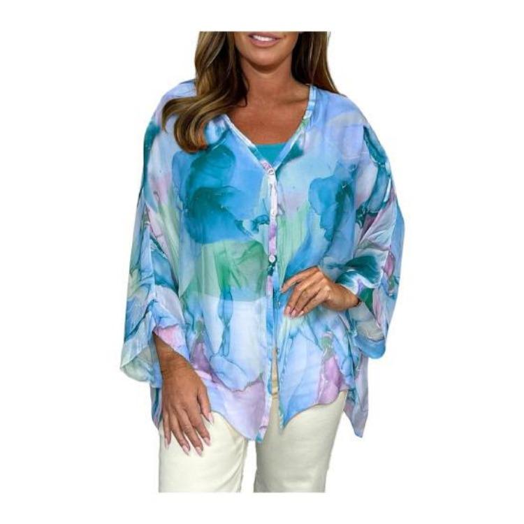 Long Sleeve V Neck Chiffon Shirt Summer Women Tops Floral Print Loose Fit Sun Protection Single Breasted 3XL синій
Long Sleeve V Neck Chiffon Shirt Summer Women Tops Floral Print Loose Fit Sun Protection Single Breasted 3XL синій