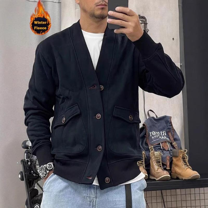 High-weight Fleece-lined Thick Knit V-neck Button-up Jacket for Men, Winter Retro Fashion Youth Coat 3XL темно-синього кольору
High-weight Fleece-lined Thick Knit V-neck Button-up Jacket for Men, Winter Retro Fashion Youth Coat 3XL темно-синього кольору