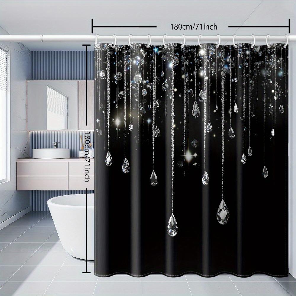 Crystal Drop Shower Curtain Black Background Silver Teardrop Design Waterproof Bath Decor Glamorous Modern Bathroom Curtains W60H190(CM)-1 Pcs
Crystal Drop Shower Curtain Black Background Silver Teardrop Design Waterproof Bath Decor Glamorous Modern Bathroom Curtains W60H190(CM)-1 Pcs