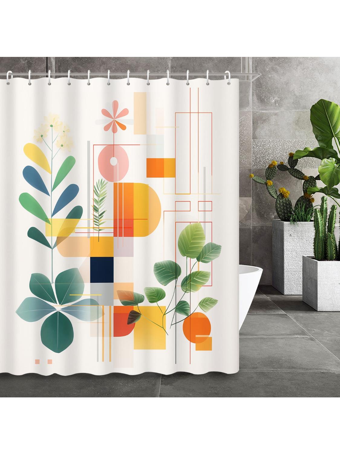 Abstract Geometric Floral Leaf Shower Curtain With Hooks - Vibrant Color Blocks, Machine Washable Bathroom Decor W60H190(CM)-1 Pcs
Abstract Geometric Floral Leaf Shower Curtain With Hooks - Vibrant Color Blocks, Machine Washable Bathroom Decor W60H190(CM)-1 Pcs