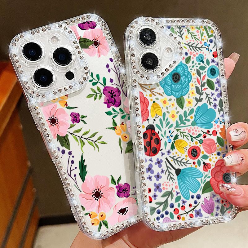 Floral Pattern Clear Shockproof Phone Case For iPhone 16E 16 Pro Max 15 Pro 14 13 12 11 Diamond Frame Anti-Fall Soft Silicone Bumper Cover iPhone 16e
Floral Pattern Clear Shockproof Phone Case For iPhone 16E 16 Pro Max 15 Pro 14 13 12 11 Diamond Frame Anti-Fall Soft Silicone Bumper Cover iPhone 16e