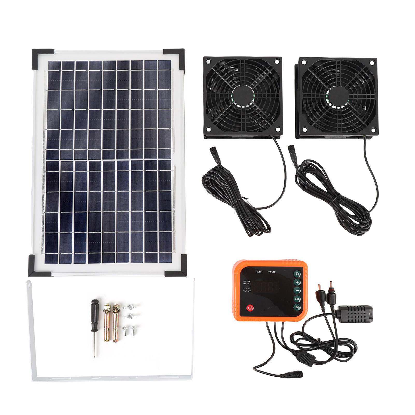 Solar Exhaust Fan Kit 10W Solar Panel Dual Ventilation Fans with 4400mAh Battery and Controller for
Solar Exhaust Fan Kit 10W Solar Panel Dual Ventilation Fans with 4400mAh Battery and Controller for