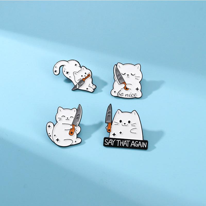 Cute Cartoon White Cat Small Knife Dagger Enamel Brooch Creative Animal Lapel Pin Badge Backpack Clothing Hat Accessories
Cute Cartoon White Cat Small Knife Dagger Enamel Brooch Creative Animal Lapel Pin Badge Backpack Clothing Hat Accessories