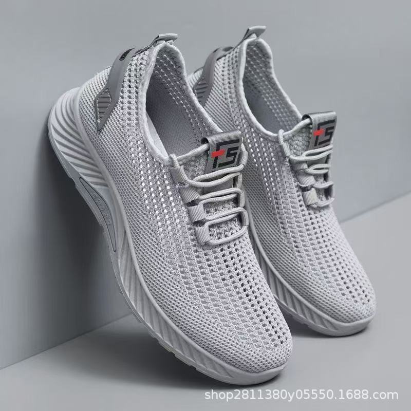 Весенние новые сетчатые туфли мужские корейская версия дышащие сетчатые туфли на одной педали туфли для папы спортивная и повседневная обувь 44