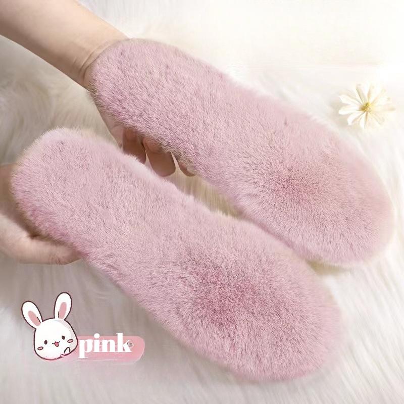 Стельки, толстые теплые шерстяные стельки, пушистый флис, замена обуви, ботинок, тапочек 45 светло-розовый