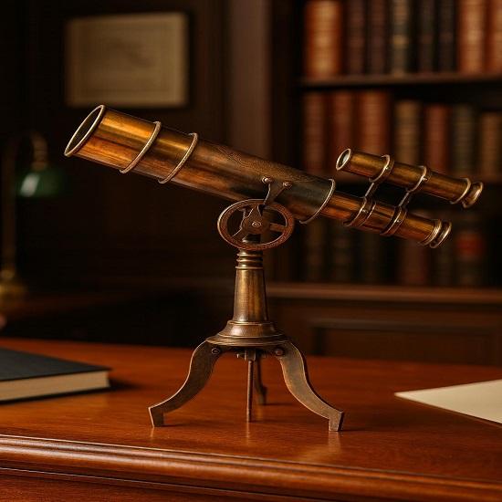 Engraved Nautical Brass Double Barrel Telescope with Tripod
Engraved Nautical Brass Double Barrel Telescope with Tripod