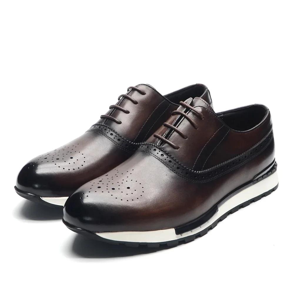 10 Colors Handmade Genuine Leather Oxford Sneaker Shoes for Men Lace Up Brogues Business Office Fashion Brand Casual Shoes Man 45 темно-коричневого кольору
10 Colors Handmade Genuine Leather Oxford Sneaker Shoes for Men Lace Up Brogues Business Office Fashion Brand Casual Shoes Man 45 темно-коричневого кольору