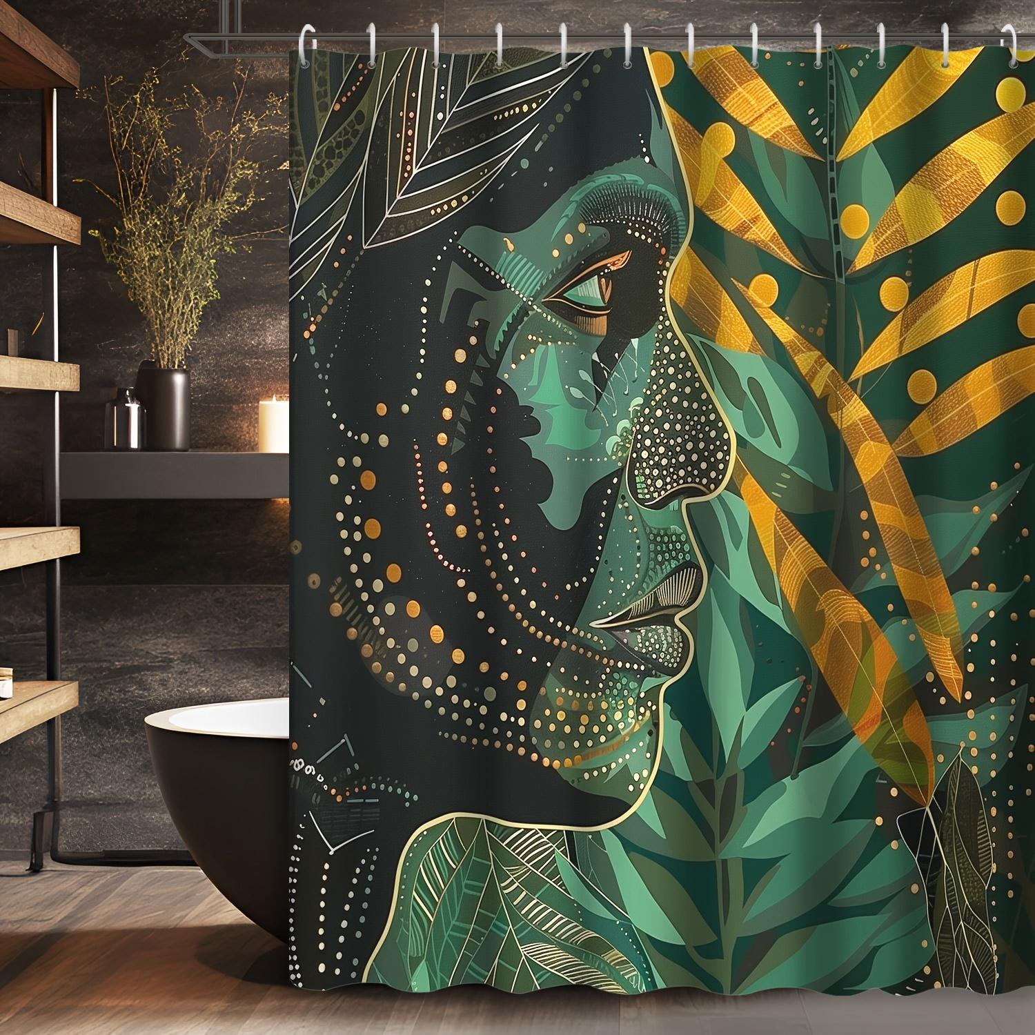 Creative Abstract Geometric Green Theme Figure Bohemian Vintage Gold Green Plants Pattern Shower Curtain With Hooks W60H190(CM)-1 Pcs
Creative Abstract Geometric Green Theme Figure Bohemian Vintage Gold Green Plants Pattern Shower Curtain With Hooks W60H190(CM)-1 Pcs