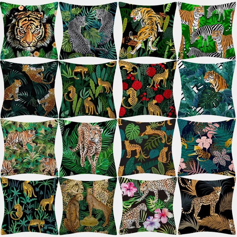 Taie d oreiller imprimée tigre et léopard, coussin de canapé décoratif, feuille de palmier, Jungle tropicale, décoration de maison 40x40cm
Taie d oreiller imprimée tigre et léopard, coussin de canapé décoratif, feuille de palmier, Jungle tropicale, décoration de maison 40x40cm