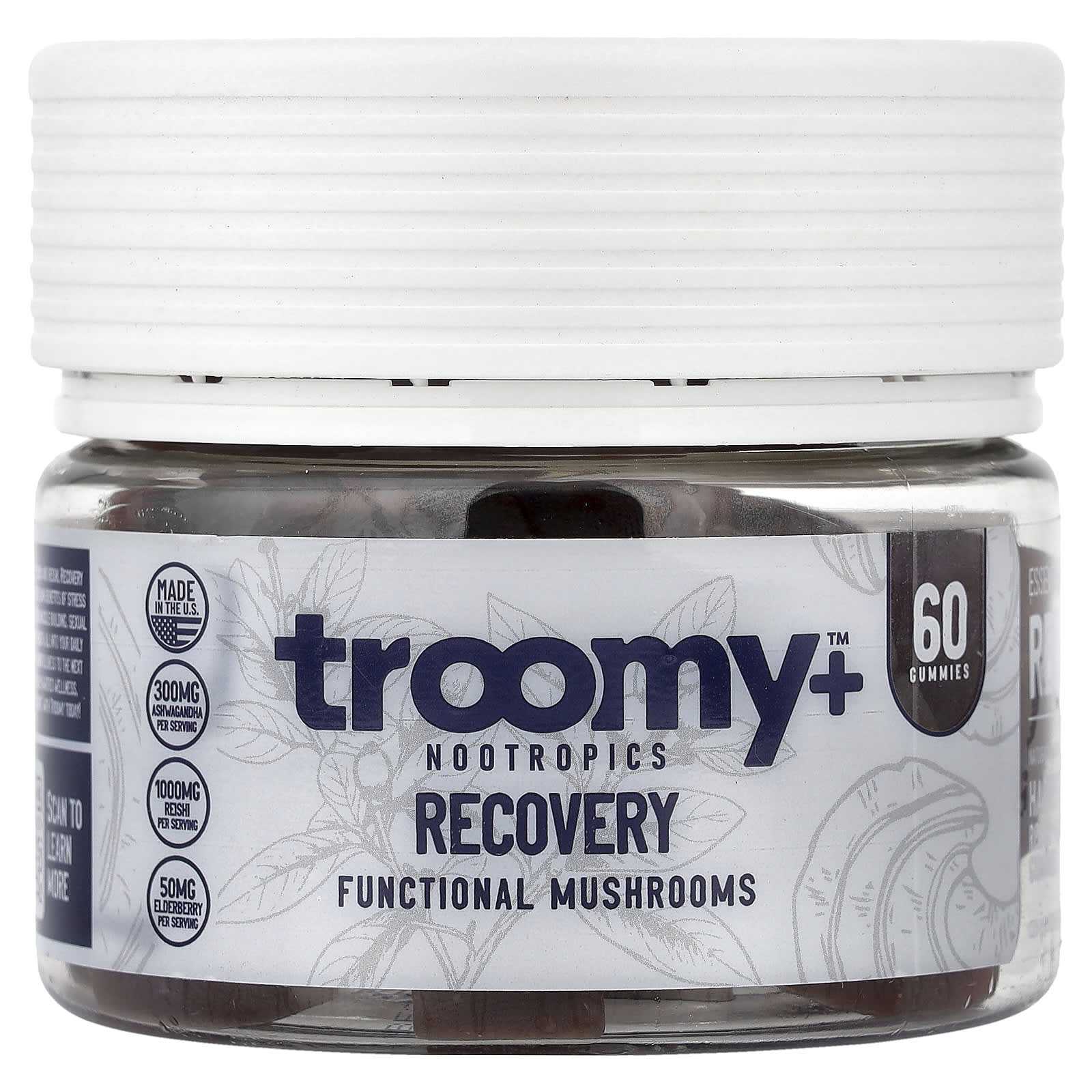 Troomy Nootropics, Recovery, Functional Mushrooms Gummies, Harvest Berry Acai, 60 Gummies, 9.52 oz (270 g)
Troomy Nootropics, Recovery, Functional Mushrooms Gummies, Harvest Berry Acai, 60 Gummies, 9.52 oz (270 g)