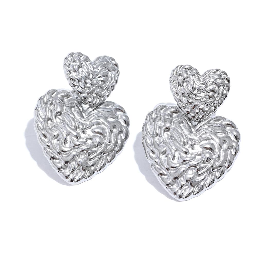 Yhpup Stainless Steel Double Heart Love Drop Earrings 18K Plated Texture Titanium Statement Ear Jewelry for Women Gift
Yhpup Stainless Steel Double Heart Love Drop Earrings 18K Plated Texture Titanium Statement Ear Jewelry for Women Gift